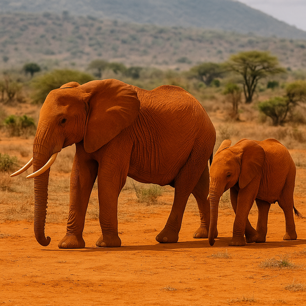 Red Elephants in Tsavo East