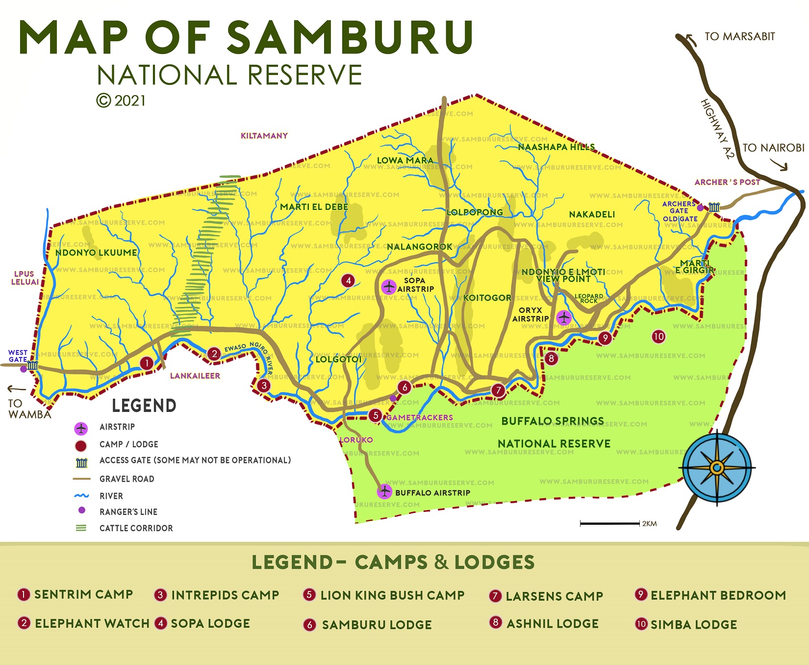 Karte des Samburu Nationalpark