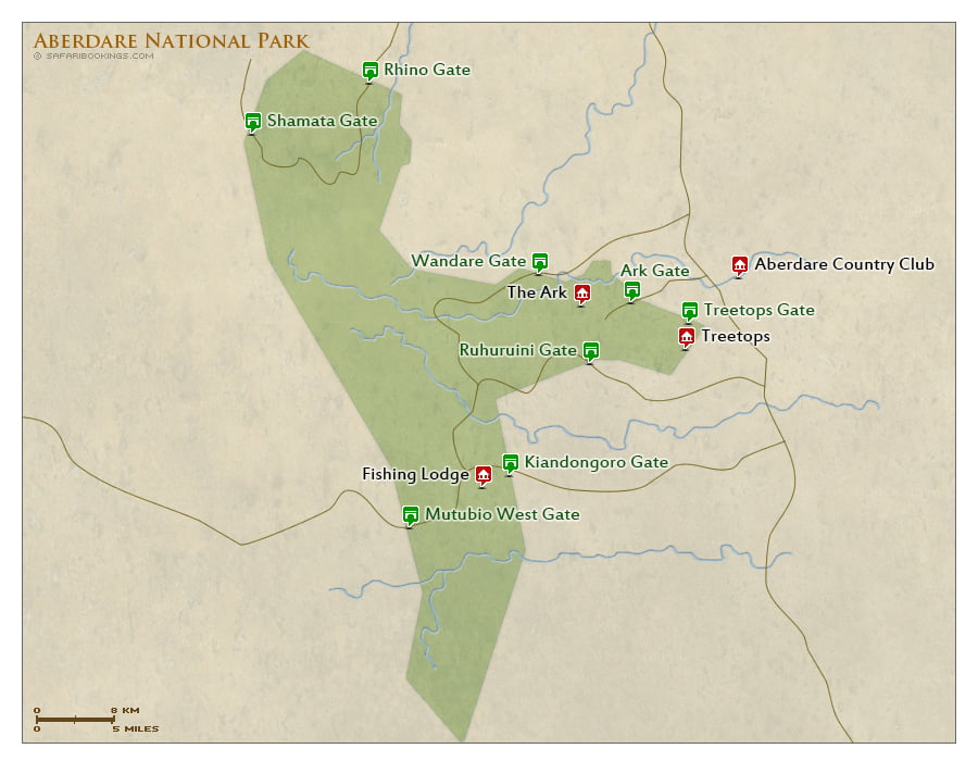 Karte des Aberdare Nationalparks